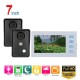 7 inch Record Wired Video Door Phone Doorbell Intercom System with2Pcs AHD 1080P Camera White Video Intercom System Kit