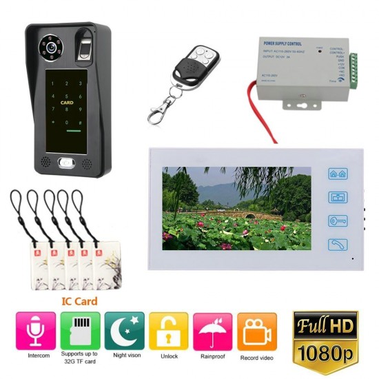 7 inch Record Wired Video Door Phone Doorbell Intercom System withFingerprint RFIC Card AHD 1080P Camera Door Access Control System 7 inch Record Wired Video Door Phone Doorbell Intercom System withFingerprint RFIC Card AHD 1080P Camera Door Access Control System