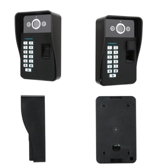 7 inch Record Wired Video Door Phone Doorbell Intercom System withFingerprint RFID AHD 1080P Camera and 2CH Security Camera