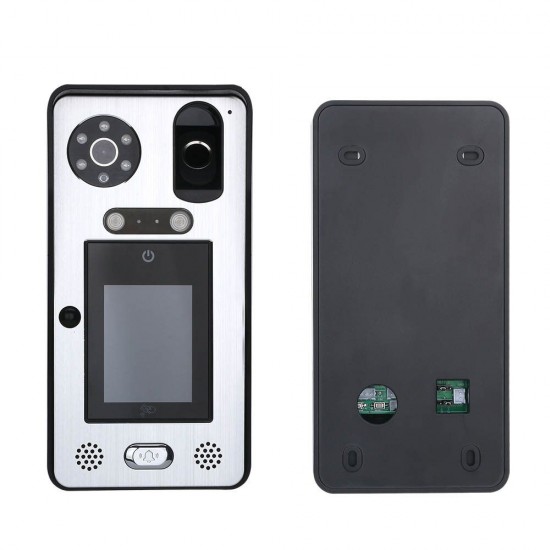 7 inch Record Wired Video Door Phone Doorbell Intercom System with Face Recognition Fingerprint RFIC 1080P Cameraand 2CH Security Camera