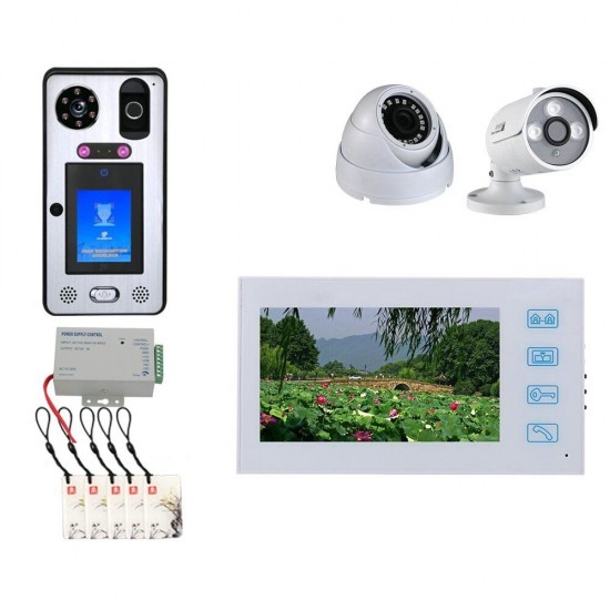 7 inch Record Wired Video Door Phone Doorbell Intercom System with Face Recognition Fingerprint RFIC 1080P Cameraand 2CH Security Camera 7 inch Record Wired Video Door Phone Doorbell Intercom System with Face Recognition Fingerprint RFIC 1080P Cameraand 2CH Security Camera