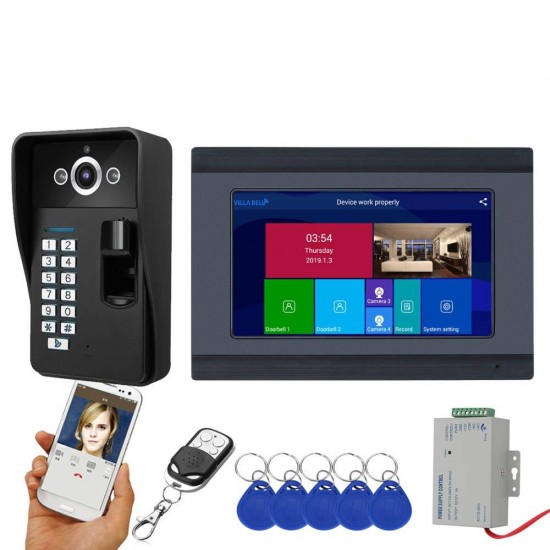 7 inch Wifi Wireless Fingerprint RFID Video Doorbell Intercom System with Wired AHD 1080PDoor Access Control System,Support Remote APP Unlocking,Recording,Snapshots 7 inch Wifi Wireless Fingerprint RFID Video Doorbell Intercom System with Wired AHD 1080PDoor Access Control System,Support Remote APP Unlocking,Recording,Snapshots