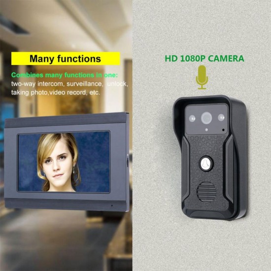 7 inch Wired Wifi Video Doorbell Intercom Entry System with 2pcs HD 1080P Wired Camera Night Vision,Support Remote APP Intercom,Unlocking,Recording,Snapshots 7 inch Wired Wifi Video Doorbell Intercom Entry System with 2pcs HD 1080P Wired Camera Night Vision,Support Remote APP Intercom,Unlocking,Recording,Snapshots