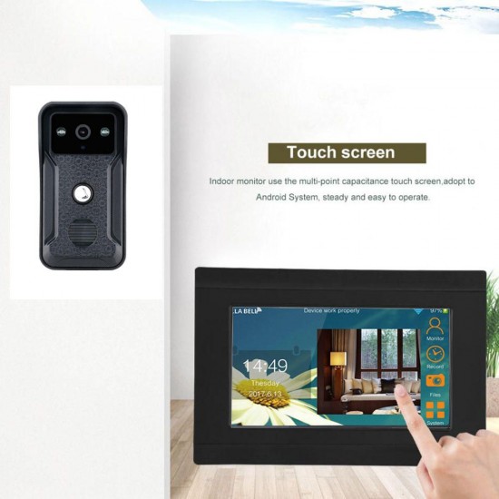 7 inch Wired Wifi Video Doorbell Intercom Entry System with HD 1080P Wired Camera Night Vision,Support Remote APP Intercom,Unlocking,Recording,Snapshots