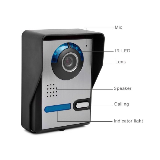 701FA12 7 Inch Wired / Wireless Wifi RFID Password Video Door Phone Doorbell Intercom Entry System with 1080P Wired Camera Night Vision