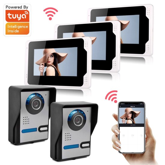 701FA23 7 Inch Wired / Wireless Wifi RFID Password Video Door Phone Doorbell Intercom Entry System with 1080P Wired Camera Night Vision 701FA23 7 Inch Wired / Wireless Wifi RFID Password Video Door Phone Doorbell Intercom Entry System with 1080P Wired Camera Night Vision