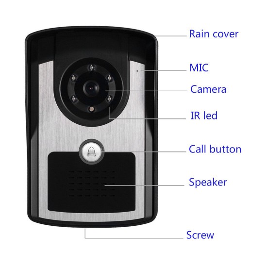 701FC11 7 Inch Wired / Wireless Wifi RFID Password Video Door Phone Doorbell Intercom Entry System with 1080P Wired Camera Night Vision