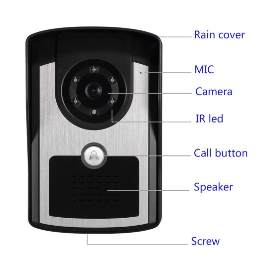 701FC12 7 Inch Wired / Wireless Wifi RFID Password Video Door Phone Doorbell Intercom Entry System with 1080P Wired Camera Night Vision