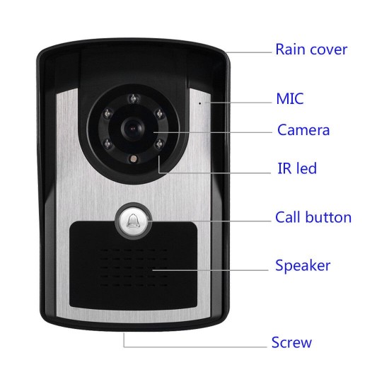 701FC12 7 Inch Wired / Wireless Wifi RFID Password Video Door Phone Doorbell Intercom Entry System with 1080P Wired Camera Night Vision 701FC12 7 Inch Wired / Wireless Wifi RFID Password Video Door Phone Doorbell Intercom Entry System with 1080P Wired Camera Night Vision