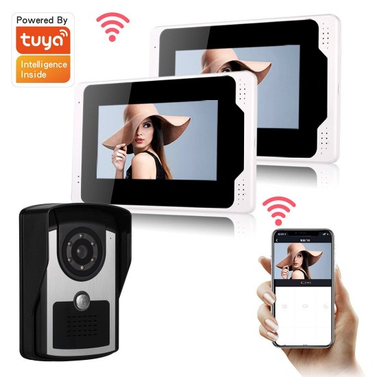 701FC12 7 Inch Wired / Wireless Wifi RFID Password Video Door Phone Doorbell Intercom Entry System with 1080P Wired Camera Night Vision 701FC12 7 Inch Wired / Wireless Wifi RFID Password Video Door Phone Doorbell Intercom Entry System with 1080P Wired Camera Night Vision