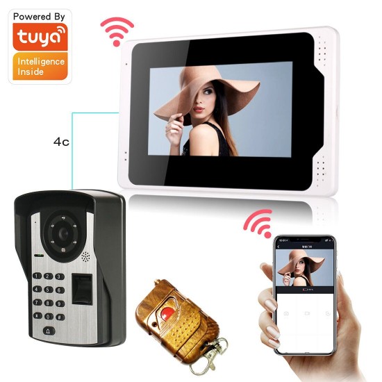 701FD11 7InchFingerPrint PassLock Wired / Wireless Wifi RFID Password Video Door Phone Doorbell Intercom Entry System with 1080P Wired Camera Night Vision 701FD11 7InchFingerPrint PassLock Wired / Wireless Wifi RFID Password Video Door Phone Doorbell Intercom Entry System with 1080P Wired Camera Night Vision