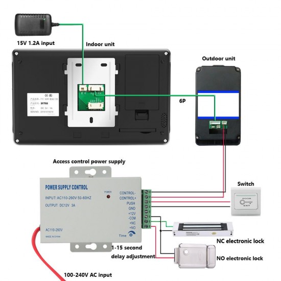 7inch Wireless Wifi RFID Video Doorbell Intercom Entry System with Wired IR-CUT 1080P Wired Camera Night Vision,Support Remote APP Unlocking,Recording,Snapshots 7inch Wireless Wifi RFID Video Doorbell Intercom Entry System with Wired IR-CUT 1080P Wired Camera Night Vision,Support Remote APP Unlocking,Recording,Snapshots