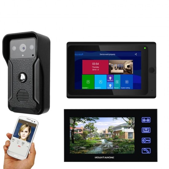 7 2 Monitors Video Door Phone Doorbell Intercom Wireless Wifi System withIR-CUT HD 1000TVL Wired Camera Night Vision,Support Remote APP Monitor,Intercom,Unlocking,Recording,Snapshots 7 2 Monitors Video Door Phone Doorbell Intercom Wireless Wifi System withIR-CUT HD 1000TVL Wired Camera Night Vision,Support Remote APP Monitor,Intercom,Unlocking,Recording,Snapshots