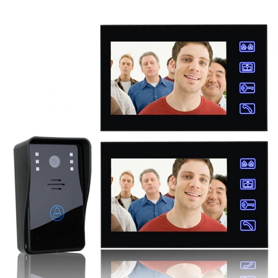 7 Video Door Phone Intercom Doorbell with 1pcs 1000TVL Outdoor Security CCTV Camera + 2 pcs Indoor Monitors Home Security 7 Video Door Phone Intercom Doorbell with 1pcs 1000TVL Outdoor Security CCTV Camera + 2 pcs Indoor Monitors Home Security