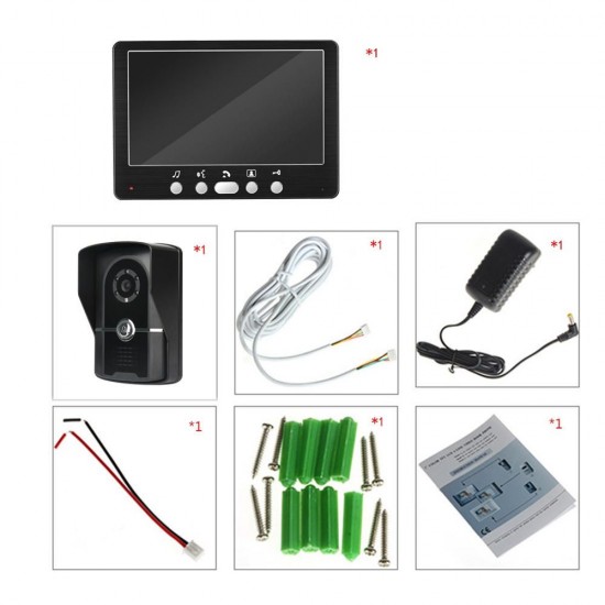 815FG11 7 inch Door Video Phone 1 Monitor 1 Outdoor Doorbell HD Camera Infrared Night Vision System