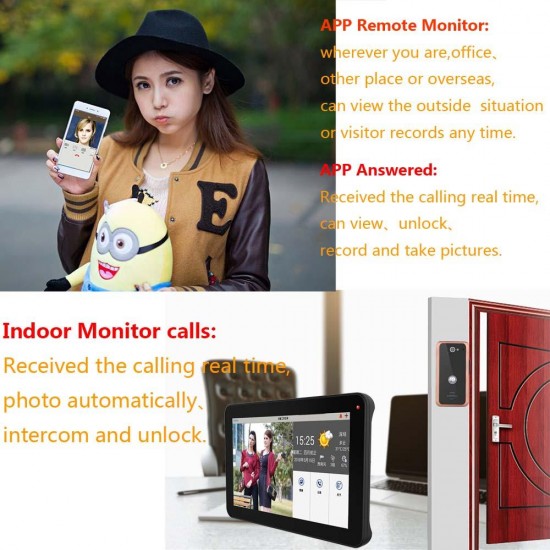 9 inch Wired Wifi Video Door Phone Doorbell Intercom Entry System with 2pcs HD 1080P Wired Camera Night Vision,Support Remote APP Intercom,Unlocking,Recording,Snapshots