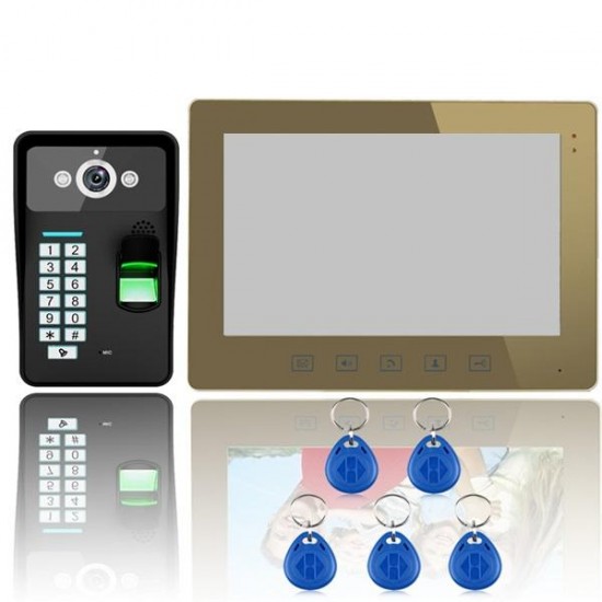 SY1001A-MJF11 Touch Key 10 LCD Fingerprint Video Door Phone Intercom 1000TVL IR Camera