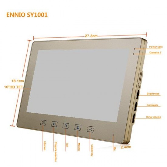 SY1001A-MJID12 10 RFID Video Door Phone Intercom Doorbell Touch Button Remote 2-Monitor