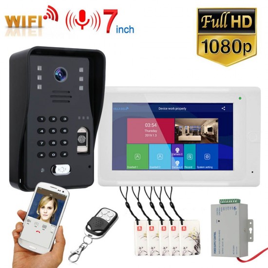 SY703WMJLP11 7 inch Wifi Wireless Video Door Phone Doorbell Intercom System with Wired Fingerprint RFID AHD 1080P Door Access Control System