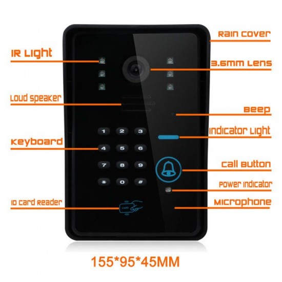 SY806MJIDSW11 2.4G Wireless RFID Phone Intercom Doorbell Remote Camera Monitor Access Control