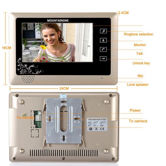 SY809MF11 7 Inch Video Door Phone Doorbell Intercom System Kit 1-Camera 1-Monitor Night Vision SY809MF11 7 Inch Video Door Phone Doorbell Intercom System Kit 1-Camera 1-Monitor Night Vision