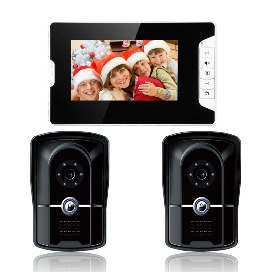 SY813MK21 7inch TFT LCD Video Door Phone Doorbell Intercom Kit 2 Cameras 1 Monitor Night Vision