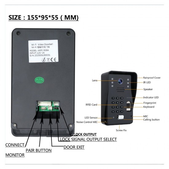 SY816MJL12 2 Monitors 7inch Fingerprint RFID Password Video Door Phone Intercom Doorbell With Night Vision Security CCTV Camera Home Surveillance