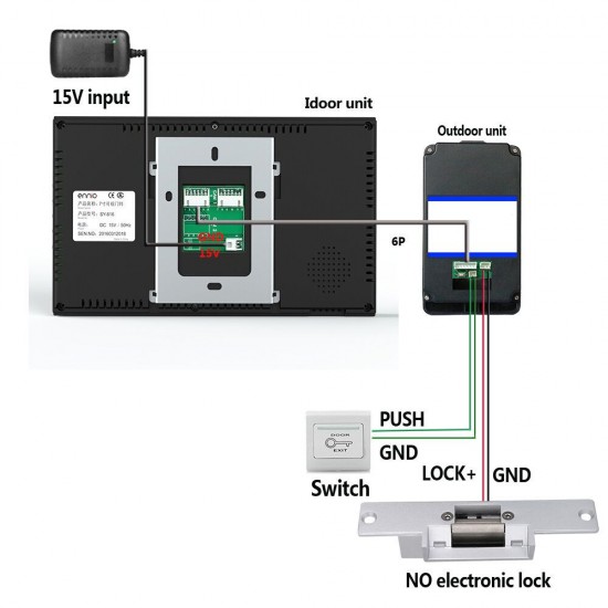 SY816MJLENO11 7inch Fingerprint RFID Password Video Door Phone Intercom Doorbell System Kit With NO Electric Strikes Lock+ Wireless Remote Control unlock