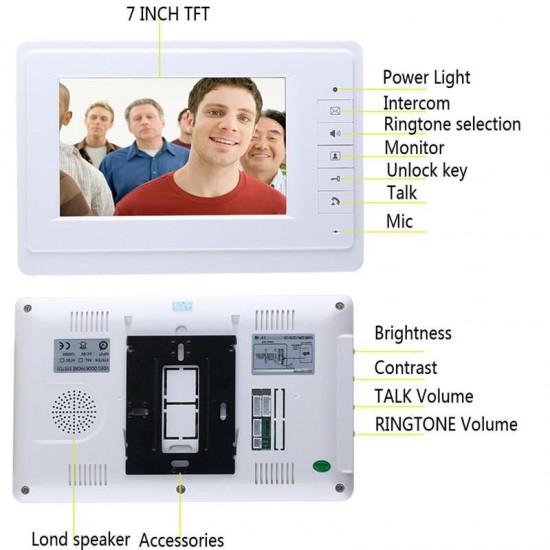 SY819M11 7 inch TFT Video Door Phone Doorbell Intercom Kit with 1 Camera 1 Monitor Night Vision