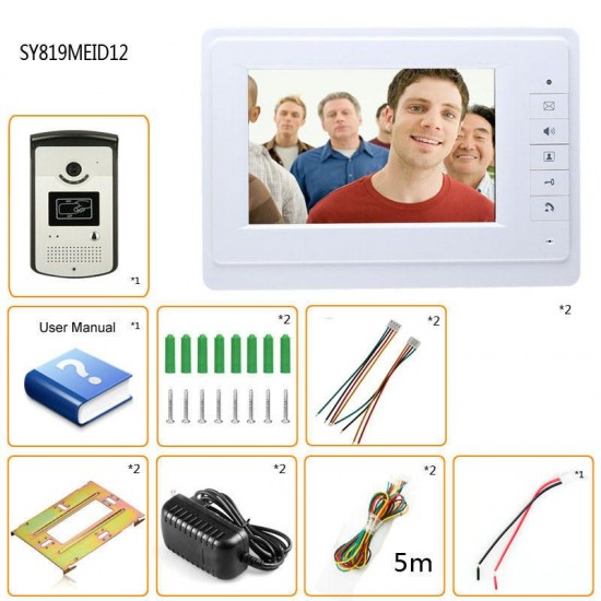 SY819MEID12 Video Intercom Phone Doorbell with 2 Monitors 1 RFID Card Reader 1000TVL Camera