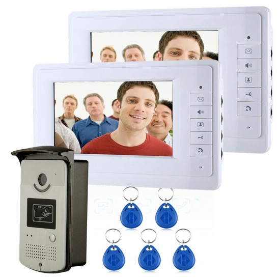 SY819MEID12 Video Intercom Phone Doorbell with 2 Monitors 1 RFID Card Reader 1000TVL Camera