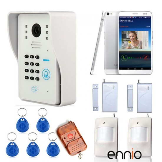 WIFI Video Door Phone System with alarm system Card Unlock Remote Wireless Control