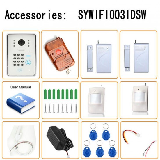 WIFI Video Door Phone System with alarm system Card Unlock Remote Wireless Control