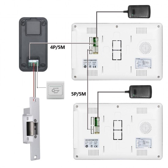 Wired 7 inch Video Door Phone Video Intercom Doorbell System 2 Monitor 1 RFID IR-CUT Camera + Electric Magnetic Lock Wired 7 inch Video Door Phone Video Intercom Doorbell System 2 Monitor 1 RFID IR-CUT Camera + Electric Magnetic Lock