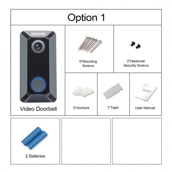 V6 720P Wireless Battery Video Doorbell IR Camera Free Cloud Storage Waterproof 140 Degree View