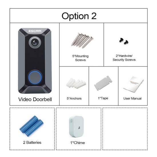 V6 720P Wireless Battery Video Doorbell IR Camera Free Cloud Storage Waterproof 140 Degree View