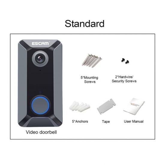 V6 720P Wireless Battery Video Doorbell IR Camera Free Cloud Storage Waterproof 140 Degree View