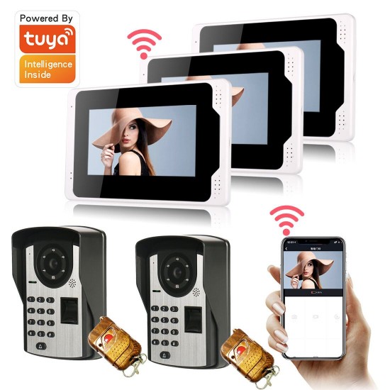 701FD23 Tuya APP Remote Unlock Visual Intercom 7 Inch 1080P Monitor Wifi Video Doorbell Door Lock Intercom System Doorbell