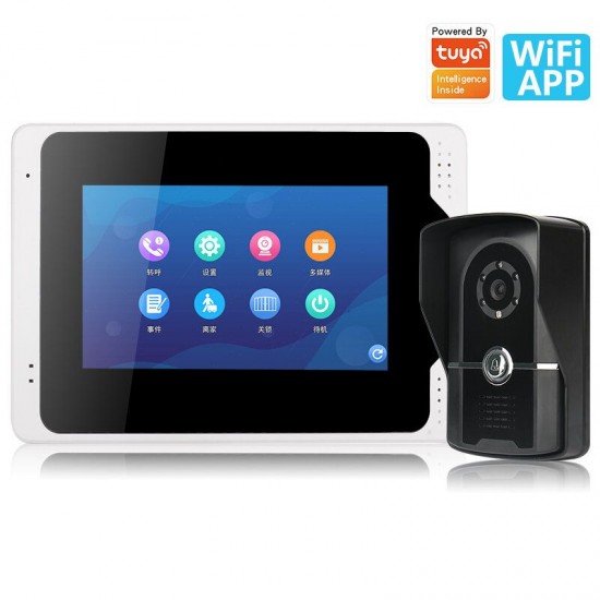 701FG11 Tuya APP Remote Unlock Visual Intercom 7 Inch 1080P Monitor Wifi Video Doorbell Door Lock Intercom System Doorbell