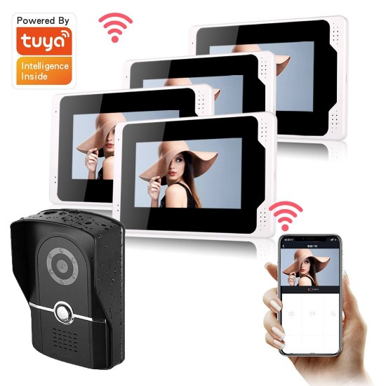 701FG14 Tuya APP Remote Unlock Visual Intercom 7 Inch 1080P Monitor Wifi Video Doorbell Door Lock Intercom System Doorbell