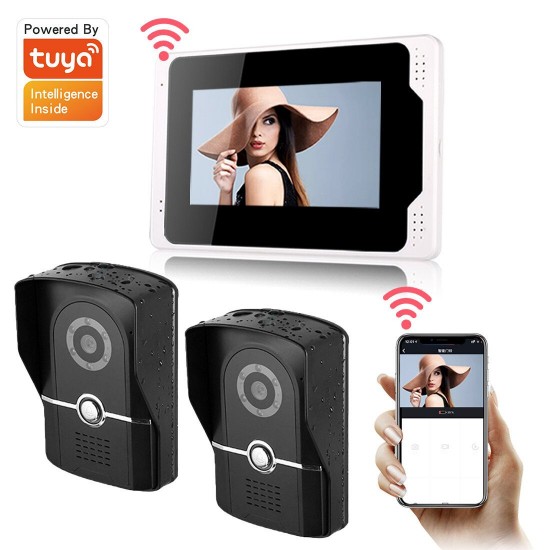 701FG21 Tuya APP Remote Unlock Visual Intercom 7 Inch 1080P Monitor Wifi Video Doorbell Door Lock Intercom System Doorbell