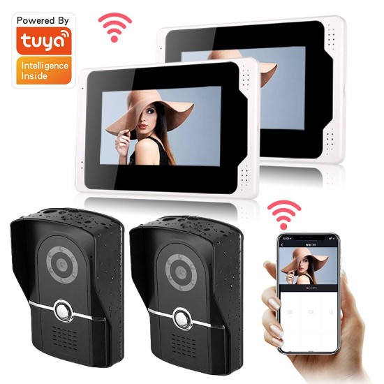 701FG22 Tuya APP Remote Unlock Visual Intercom 7 Inch 1080P Monitor Wifi Video Doorbell Door Lock Intercom System Doorbell