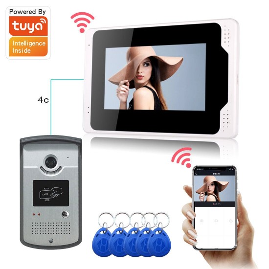 701MEID11 Tuya APP Remote Unlock Visual Intercom 7 Inch 1080P Monitor Wifi Video Doorbell Door Lock Intercom System Doorbell