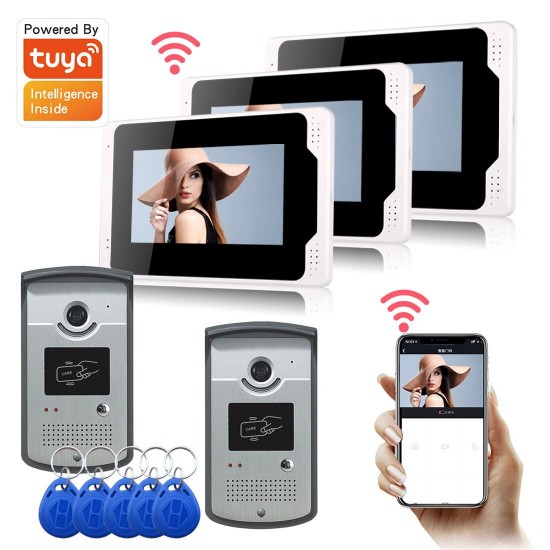 701MEID23 Tuya APP Remote Unlock Visual Intercom 7 Inch 1080P Monitor Wifi Video Doorbell Door Lock Intercom System Doorbell