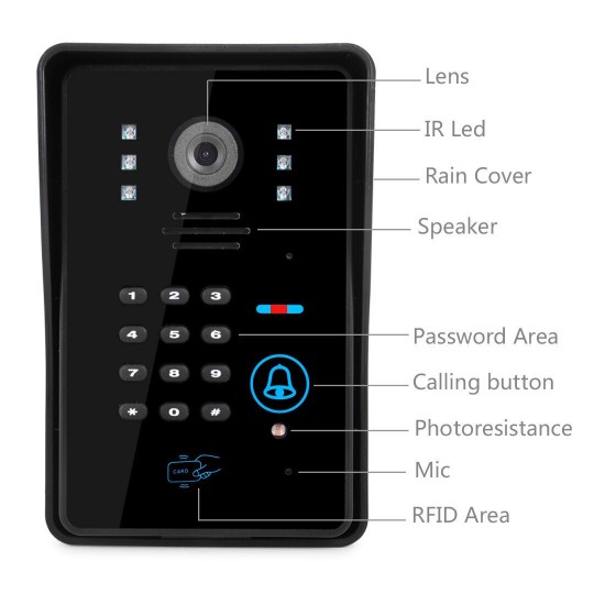 701MJIDS12 Tuya APP Remote Unlock Visual Intercom 7 Inch 1080P Monitor Wifi Video Doorbell Door Lock Intercom System Doorbell