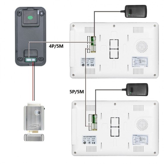 SY813QAID12 7 inch 2Monitors Video Intercom Door Phone RFID System With HD Doorbell 1000TVL Camera