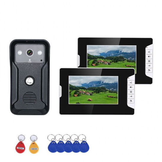 SY813QAID12 7 inch 2Monitors Video Intercom Door Phone RFID System With HD Doorbell 1000TVL Camera SY813QAID12 7 inch 2Monitors Video Intercom Door Phone RFID System With HD Doorbell 1000TVL Camera