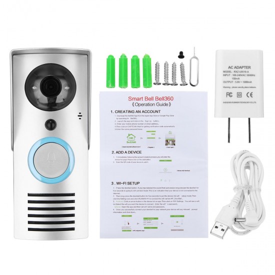 Smart WIFI Wireless Doorbell Door 720P Camera Intercom Video IR Night Vision