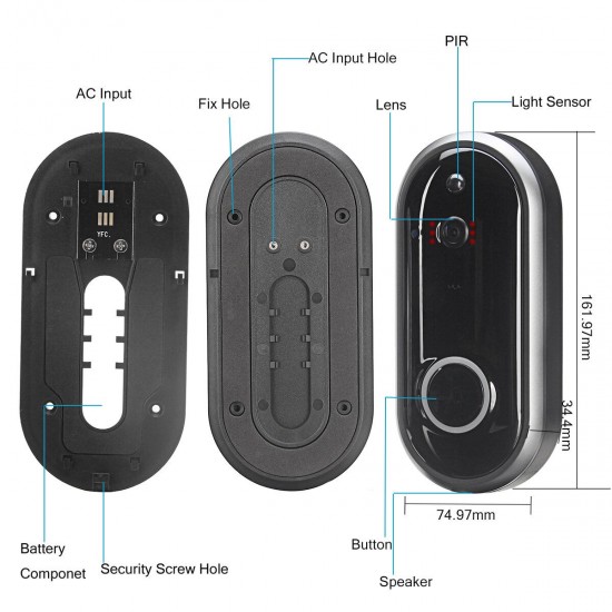 Video Doorbell Camera Wireless WiFi Security Phone Ring Door Bell Intercom 720P Video Doorbell Camera Wireless WiFi Security Phone Ring Door Bell Intercom 720P