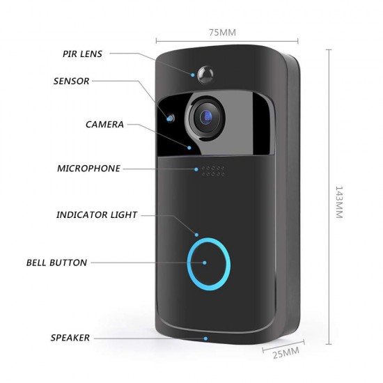 Wireless WiFi Video Doorbell Smartphone Remote Camera 2-way Audio Home Security Rainproof